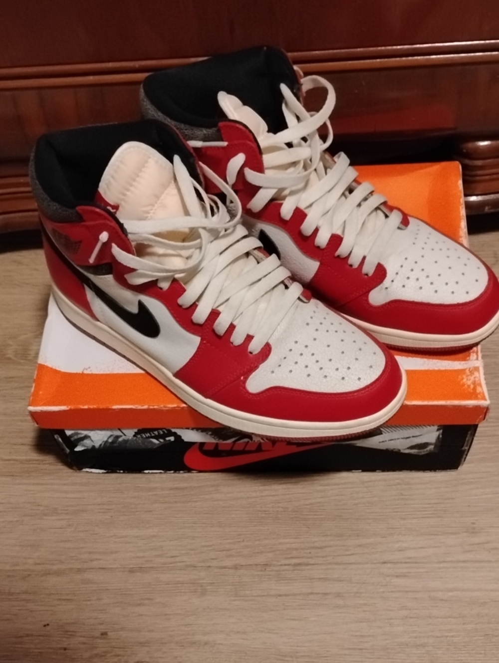 Nike High-Top Sneakers in Red, White, and Black